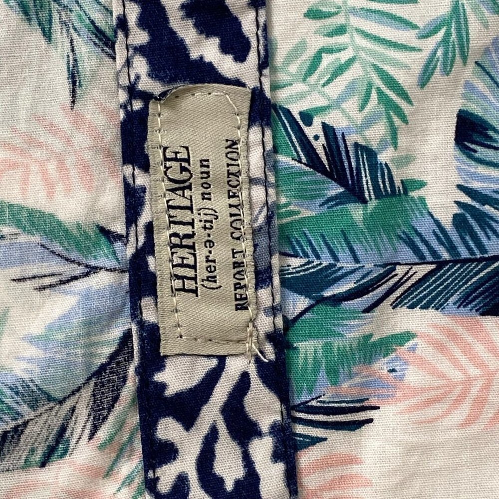 Heritage Report Collection Mens size Large S/S Button Front Shirt White Green - Picture 6 of 9